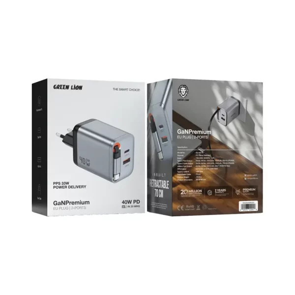 آداپتور دو پورت ۴۰ وات گرین لاین | Green Lion 40w DUAL - تصویر 2