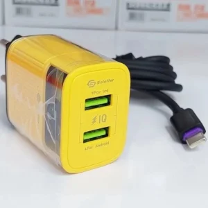 شارژر دیواری دوپورت همراه با کابل تایپ سی Soloffer TC53 fast charger