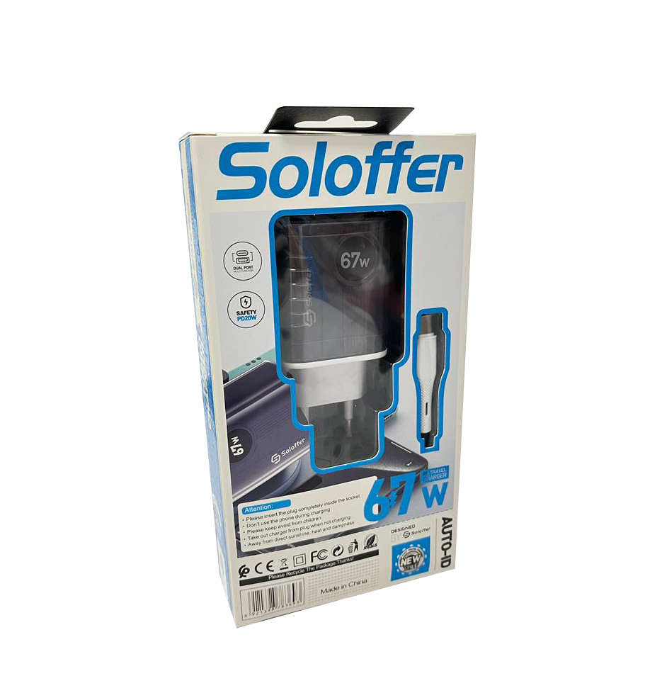 آداپتور شارژر تایپ سی Soloffer TC-67 PD 20W - تصویر 3