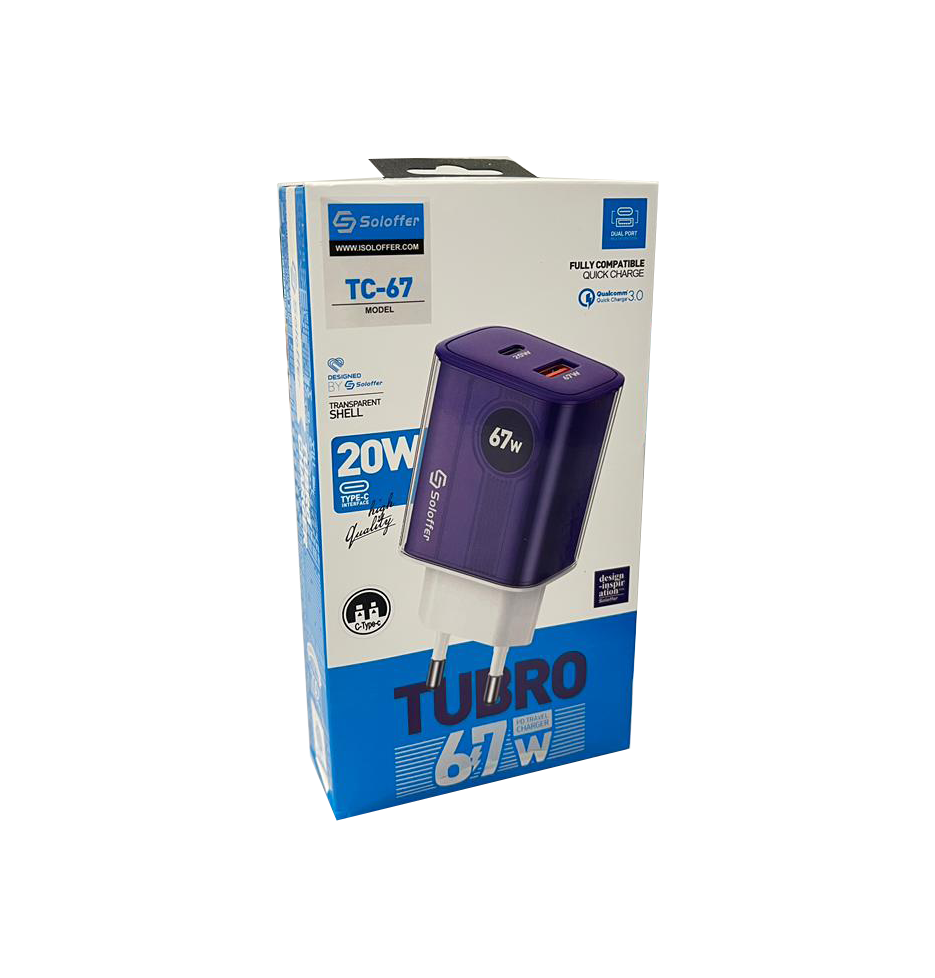 آداپتور شارژر تایپ سی Soloffer TC-67 PD 20W